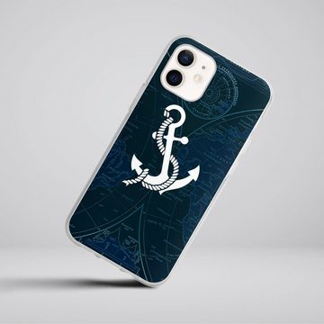 DeinDesign Handyhülle Anker Landkarte Segeln Sailors Style, Apple iPhone 12 Silikon Hülle Bumper Case Handy Schutzhülle