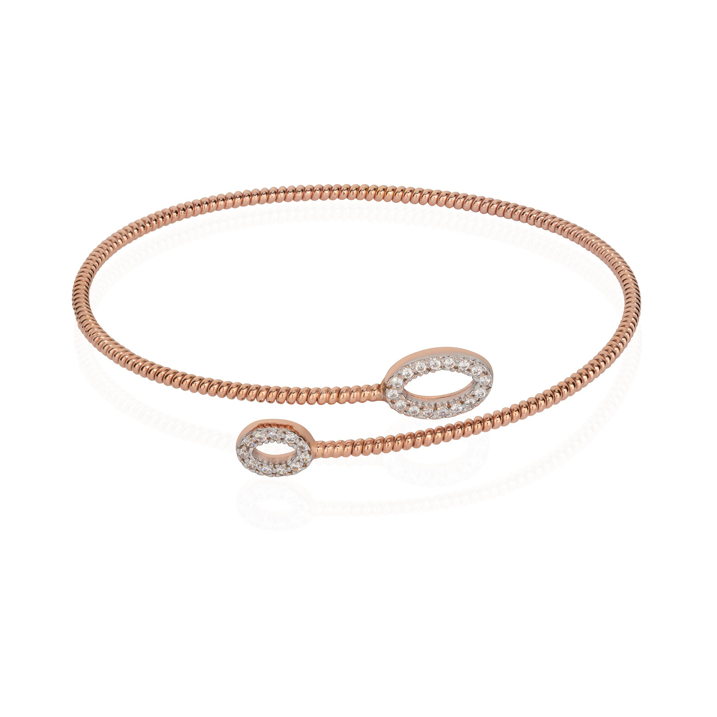 Silberarmband 18cm flexibel Armspange Zirkonia Weiß 925 Silber V