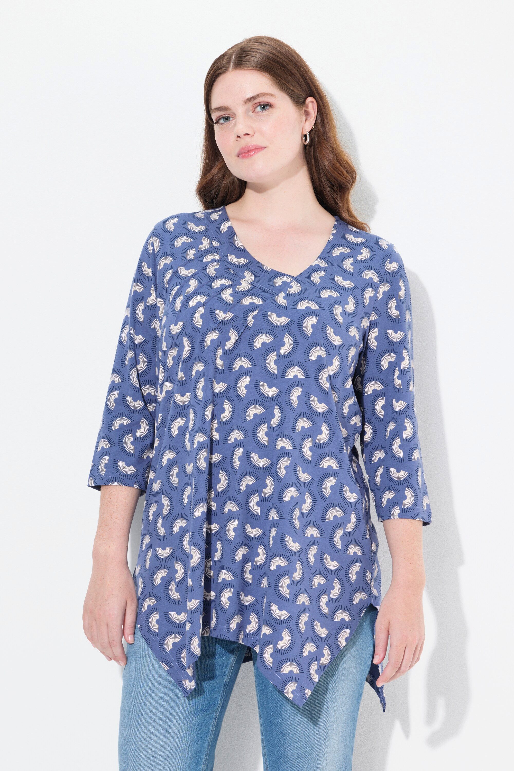 Ulla Popken Longshirt Shirt A-Linie V-Ausschnitt günstig online kaufen