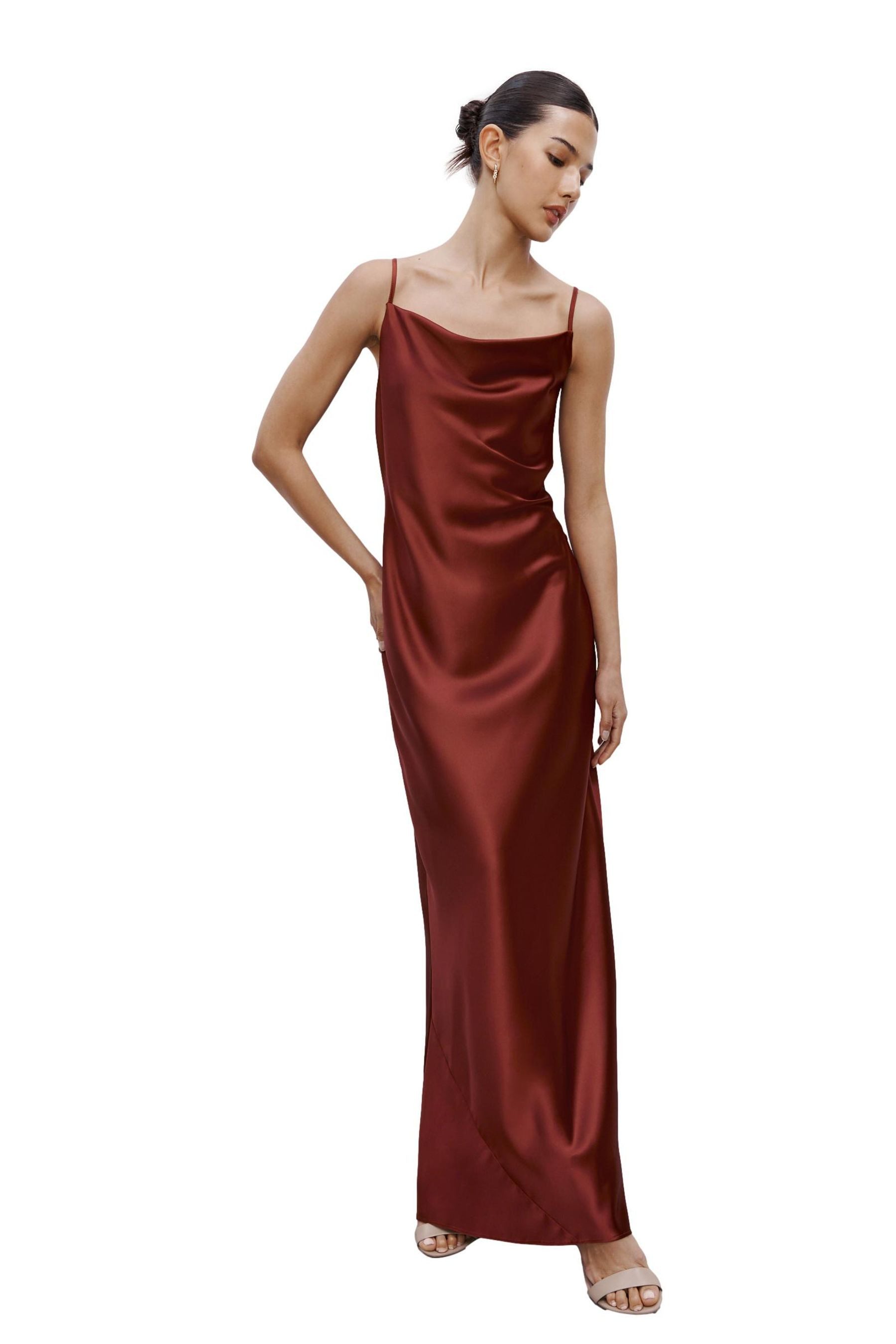 Next Satinkleid Langes Satin-Brautjungfernkleid Rückenausschnitt (1-tlg) günstig online kaufen