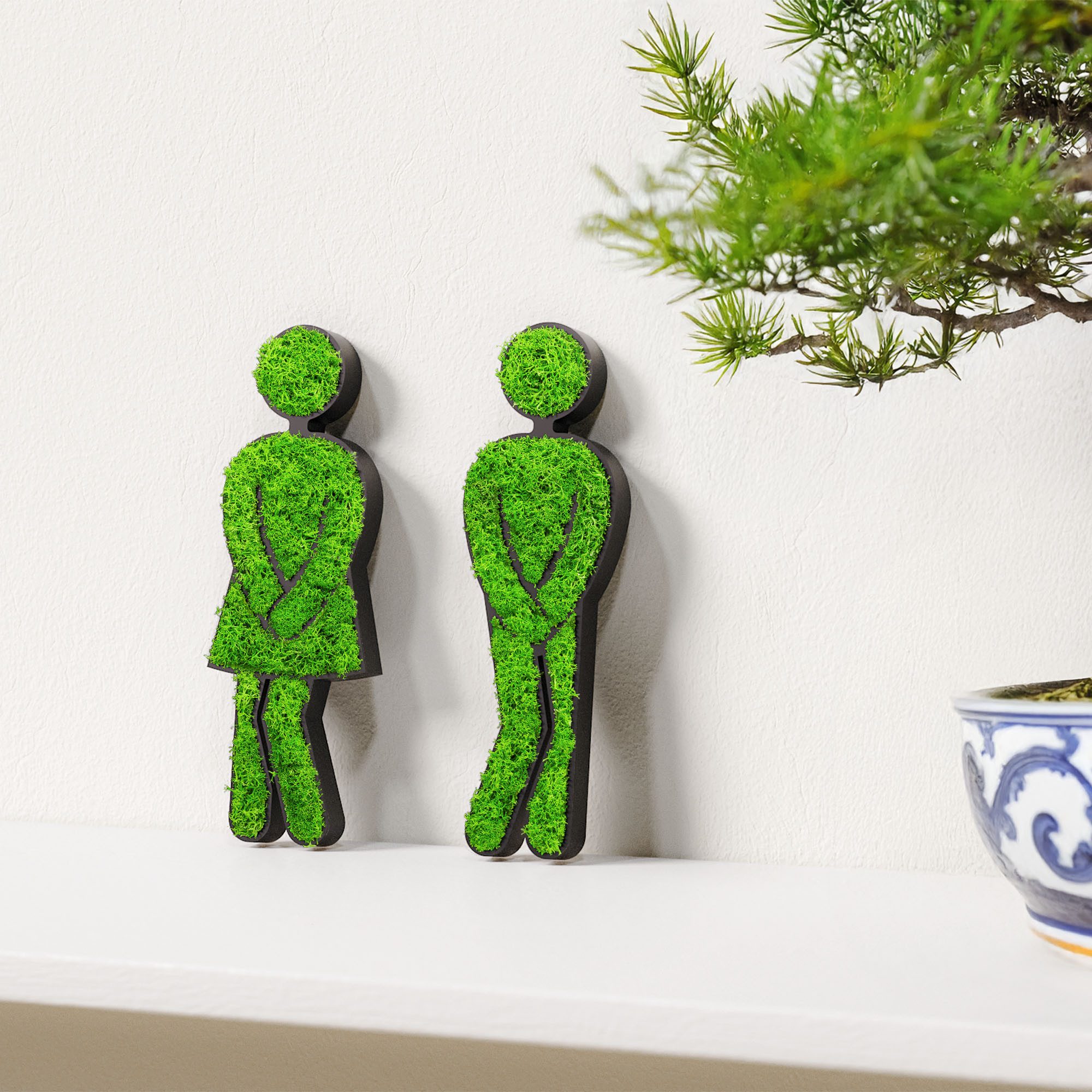 Mooswerk Wandhalterung MOOSWERK WC Moos Tür Schild Mann & Frau Lustig Deko Toilette