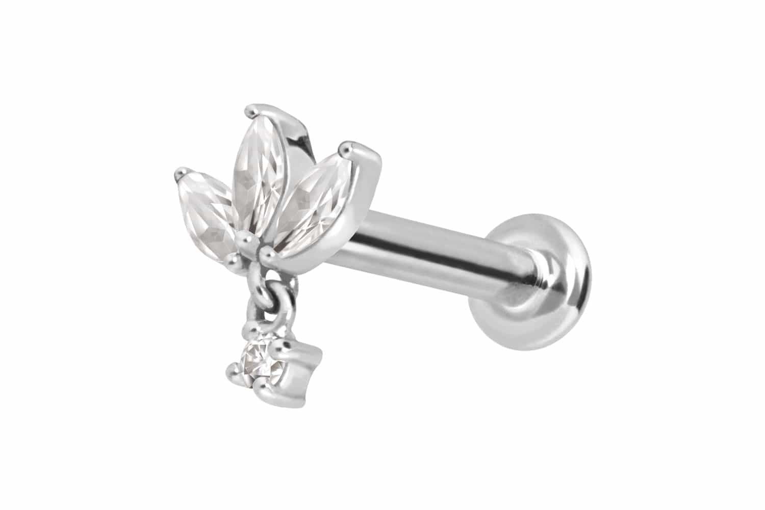 PIERCINGLINE Piercing-Set 14 Karat Gold Labret mit Push Fit MOISSANIT-LOTUSBLÜTE (Labrets, 1-tlg)