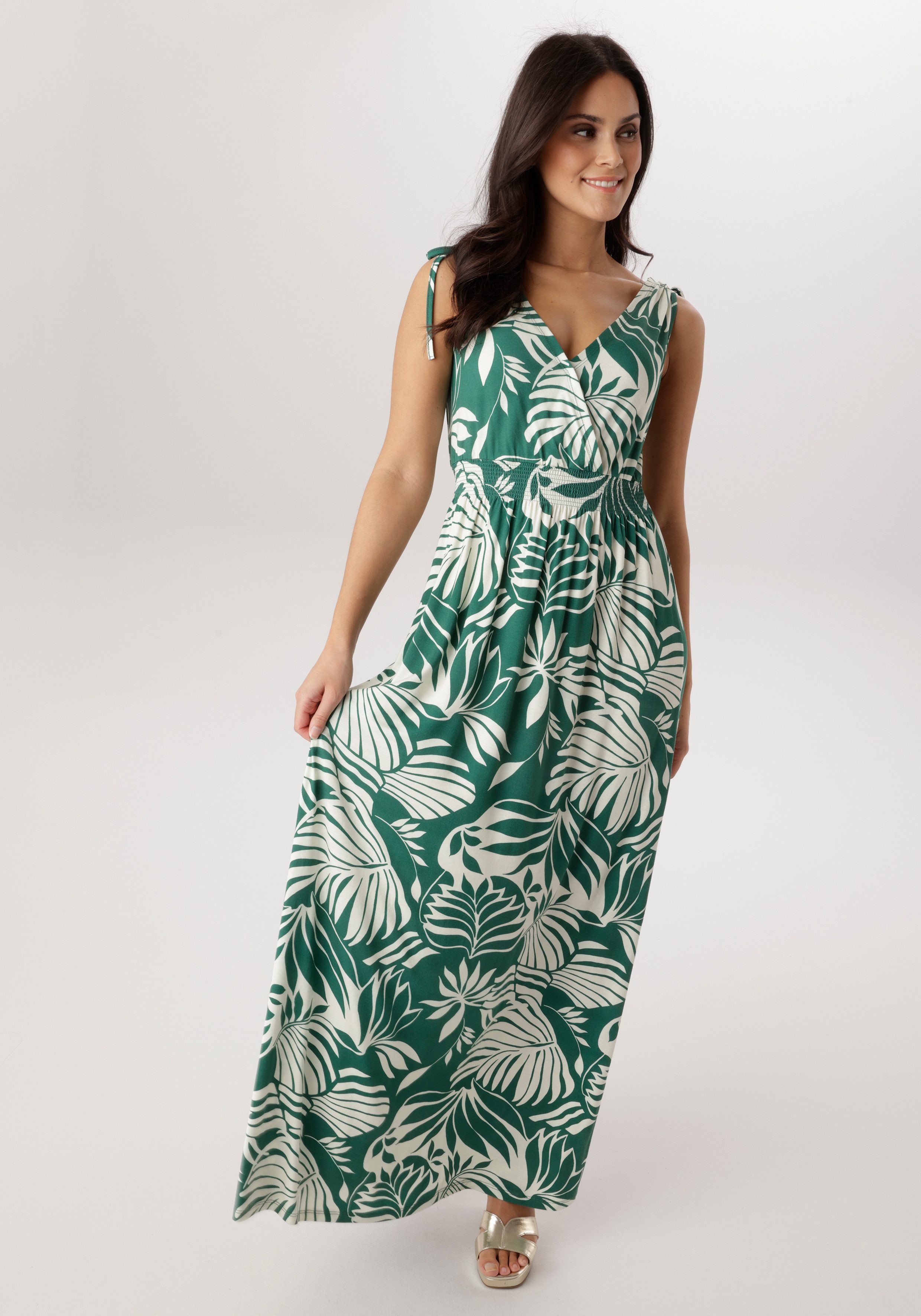 Aniston SELECTED Sommerkleid mit breiten Trägern zum Raffen