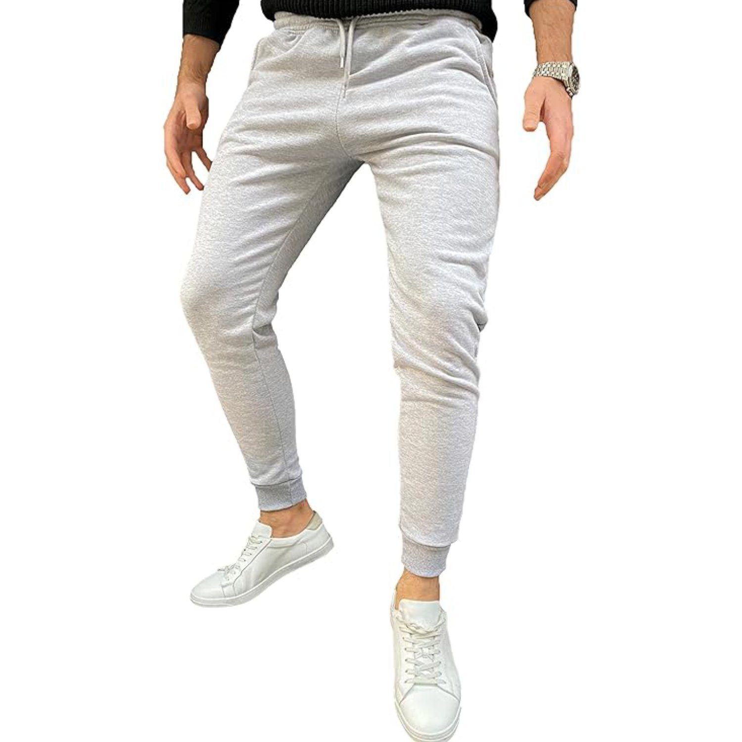 Megaman Jeans Jogginghose Herren Outdoor Jogginghose Sweatparts Trainingshose Fitness Slim Fit Grau