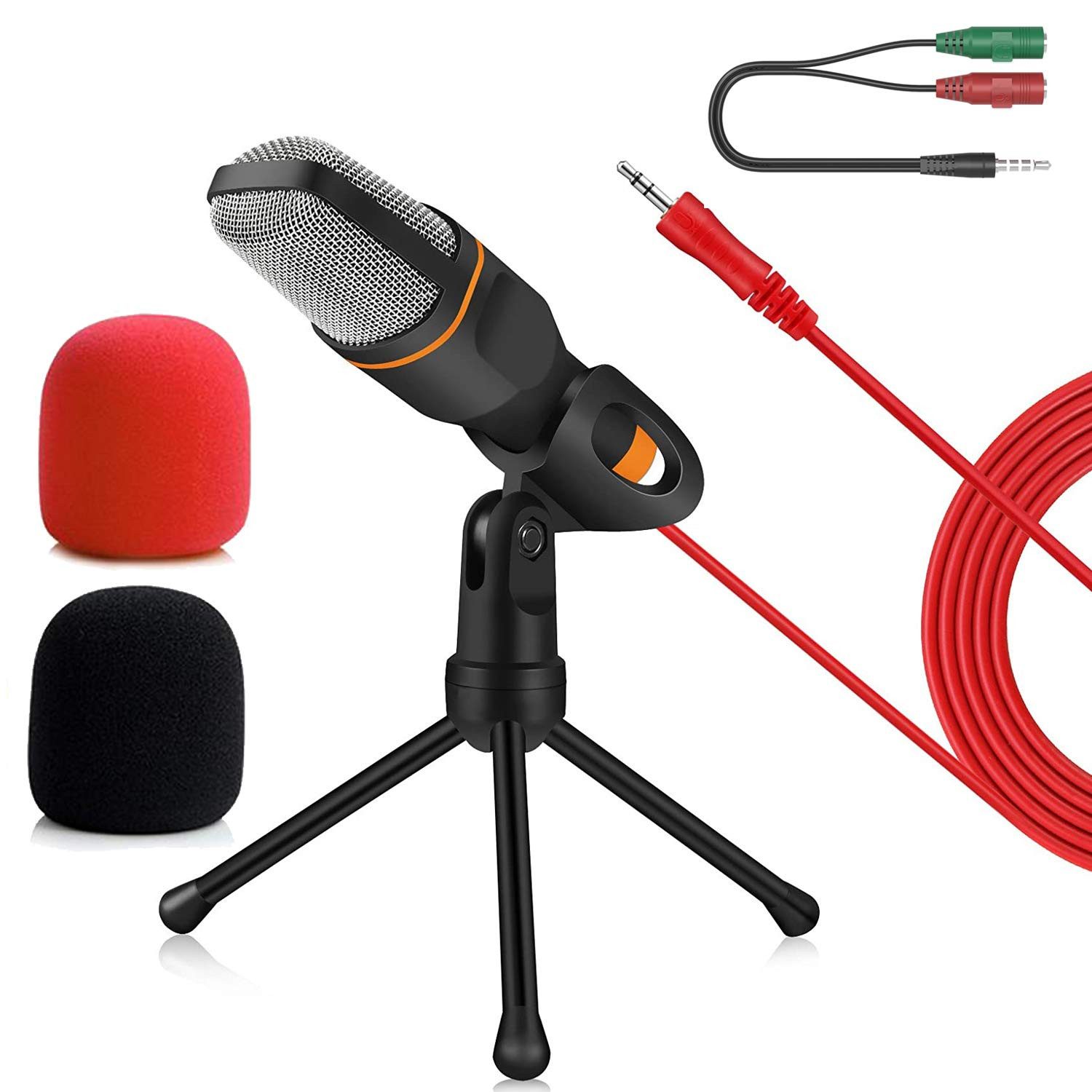 Avisto Mikrofon Streaming-Mikrofon Mikrofon-Set mit Ständer tragbar Profi Podcast Set (1,8 Meter Kabel Kompatibel mit PC, Laptop, Smartphone), Vielseitiges PC-Mikrofon für Live-Streaming, Gaming, Konferenzen