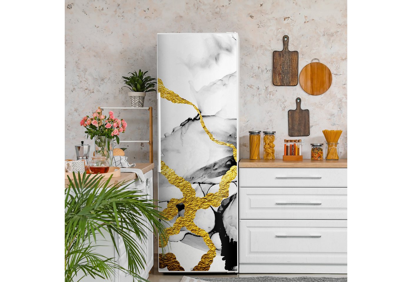 Thumbnail - DEQORI Magnetfolie 'Goldene Adern', Kühlschrank Magnetmatte magnetisch Magnetfolie Folie Schutz