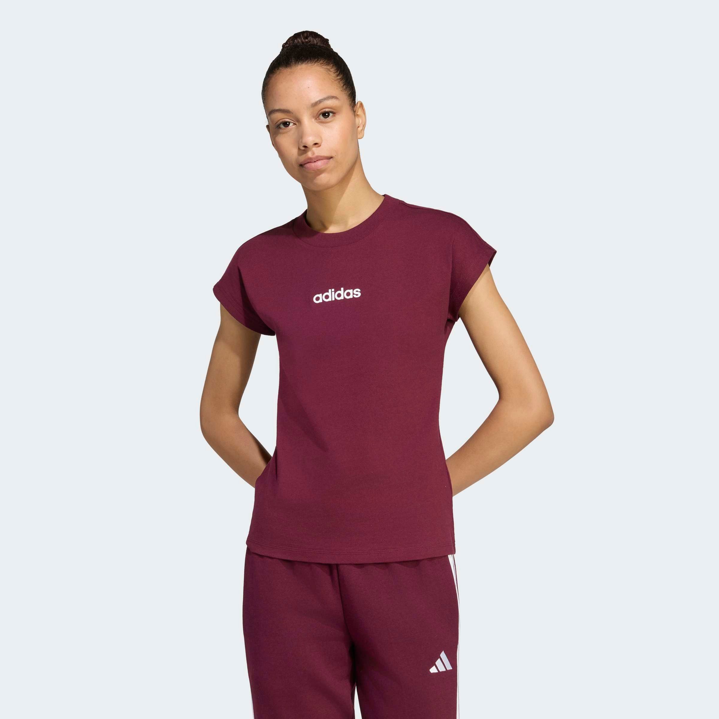 adidas Sportswear T-Shirt ESSENTIALS LINEAR COTTON sportlicher Stil, Kurzarm, ohne Verschluss, aus Baumwolle