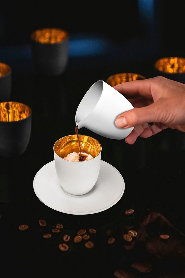 ml, in in Espressoglas Germany Kristallglas, WHITE, Made Gold Handarbeit 24karätigem mit PURE COSMO Eisch veredelt, 100