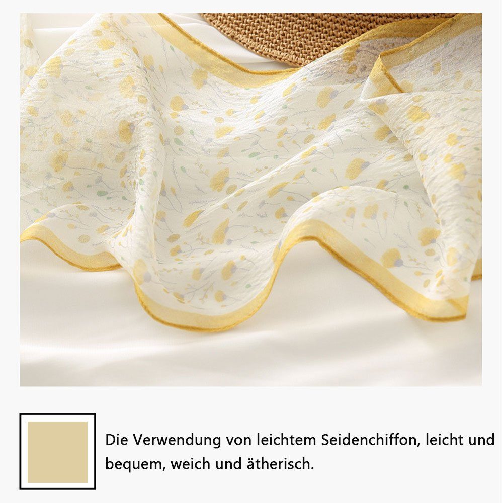 SCRTD Seidenschal Seidenschal Bedruckter Elegante gelb Coloured Light Sun ProtectionSilkScarf