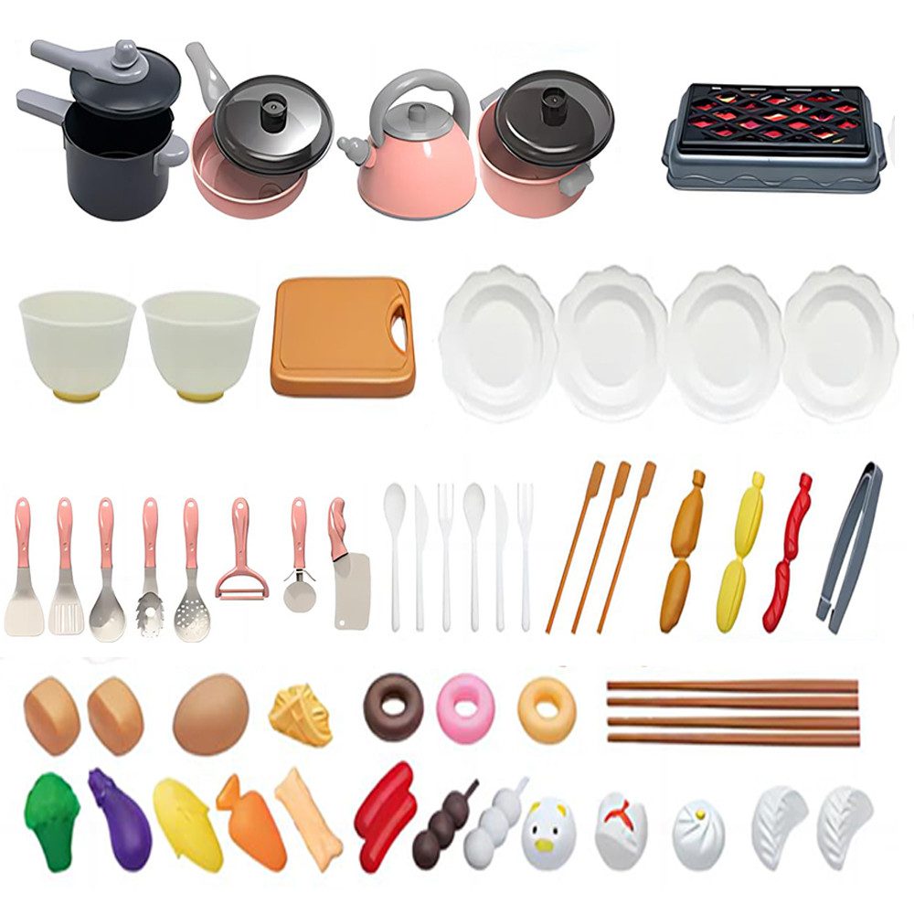 CLTYQ Kinder-Küchenset 61-teiliges Kinderküchen Zubehör, BBQ-Simulationsspiel für kinder, (61-tlg), Rollenspiel Küchenzubehör,Kunststoff, …