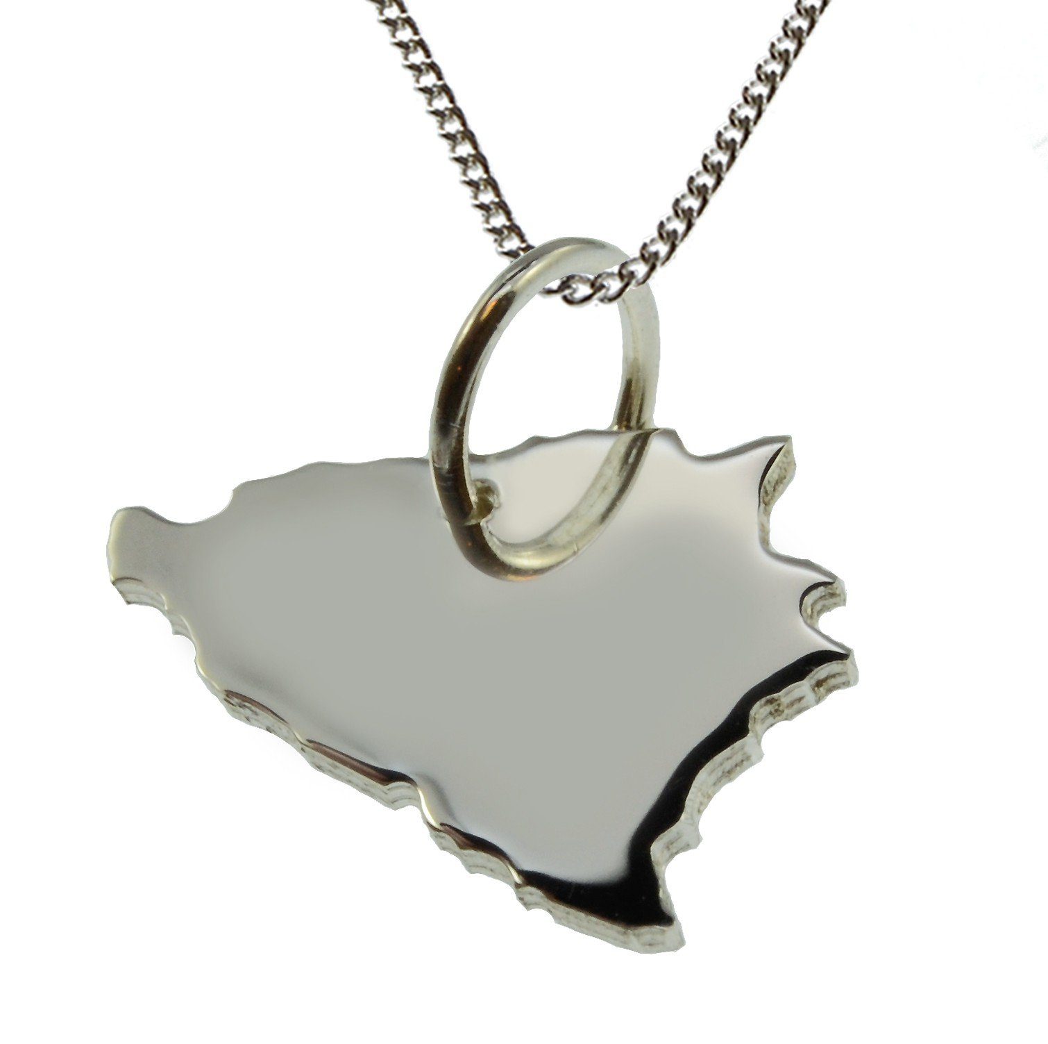 Kette mit Anhänger 50cm Halskette + Bosnien Anhänger in massiv 925 Silber