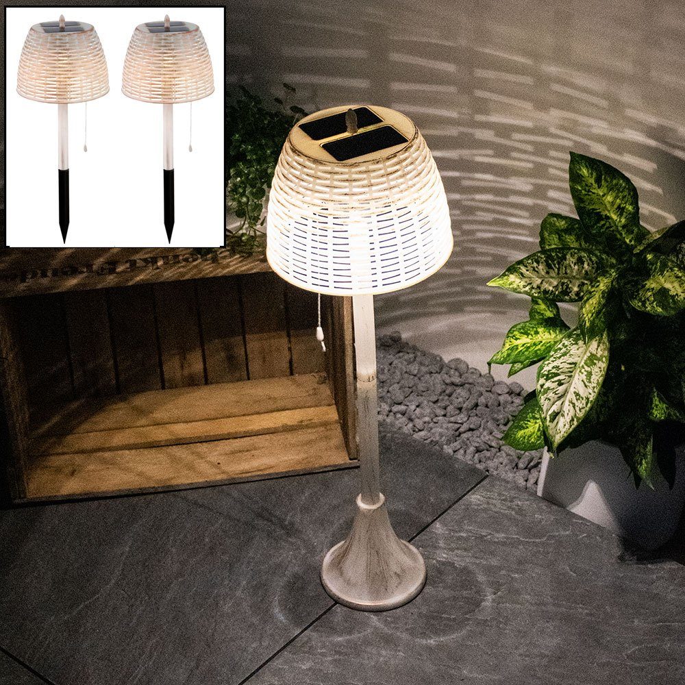AußenTischleuchte, 2er Set LED Solar Außen Tisch Lampe Hof