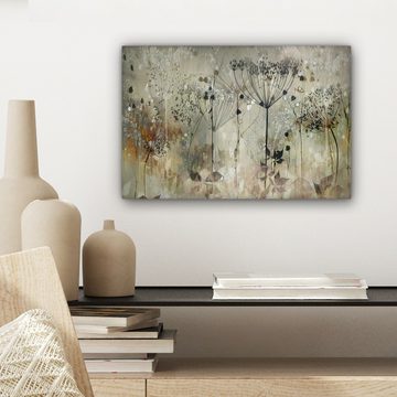 OneMillionCanvasses® Leinwandbild Blumen - Grau - Natur - Kunst, Grau, Braun (1 St), Leinwand Bilder Klein, Wand Dekoration 30x20 cm