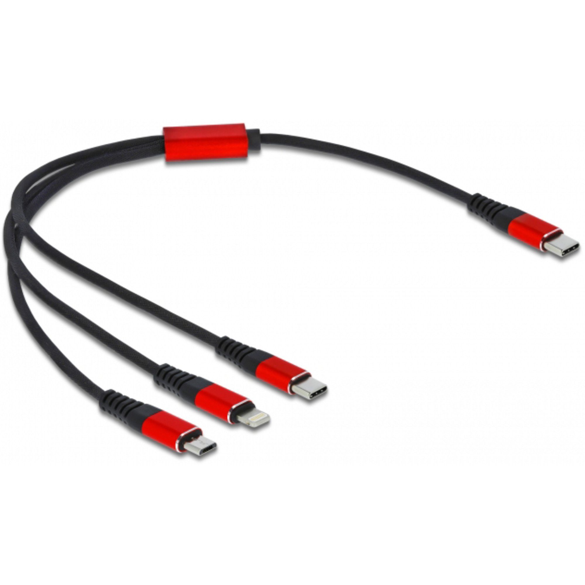 Delock USB Ladekabel, USB-C Stecker > Micro-USB + USB-C + Lightning Stecker Computer-Kabel