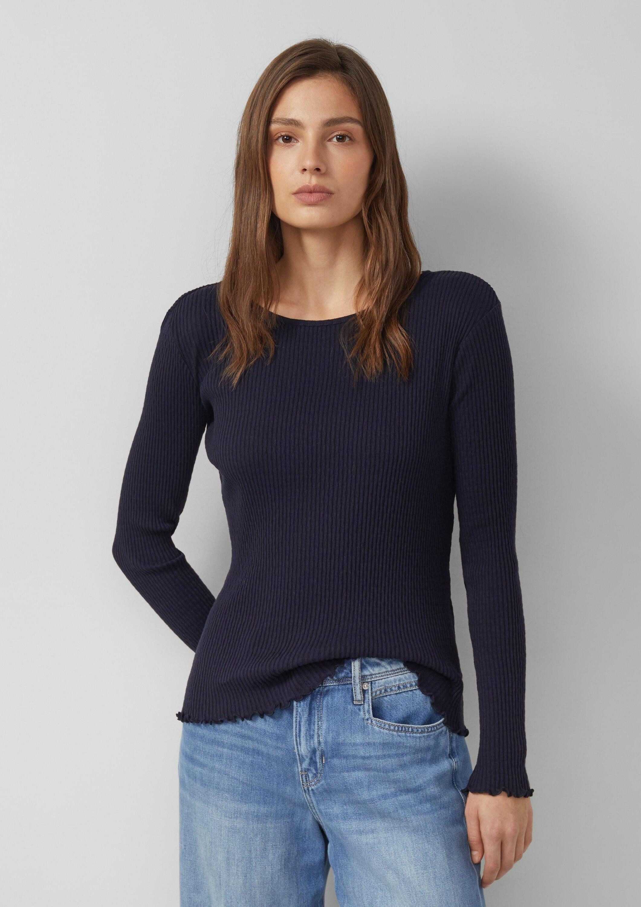 s.Oliver Langarmshirt T-Shirt Geripptes Langarmshirt im Slim Fit