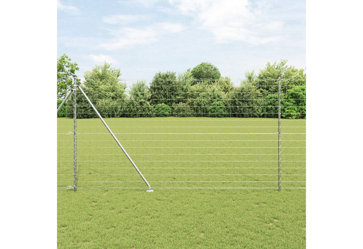 Thumbnail - vidaXL Gartenzaun Euro Zaun mit 7 Pfahl-Zaun 1,5x10 m Verzinkter Stahl, (2-St)