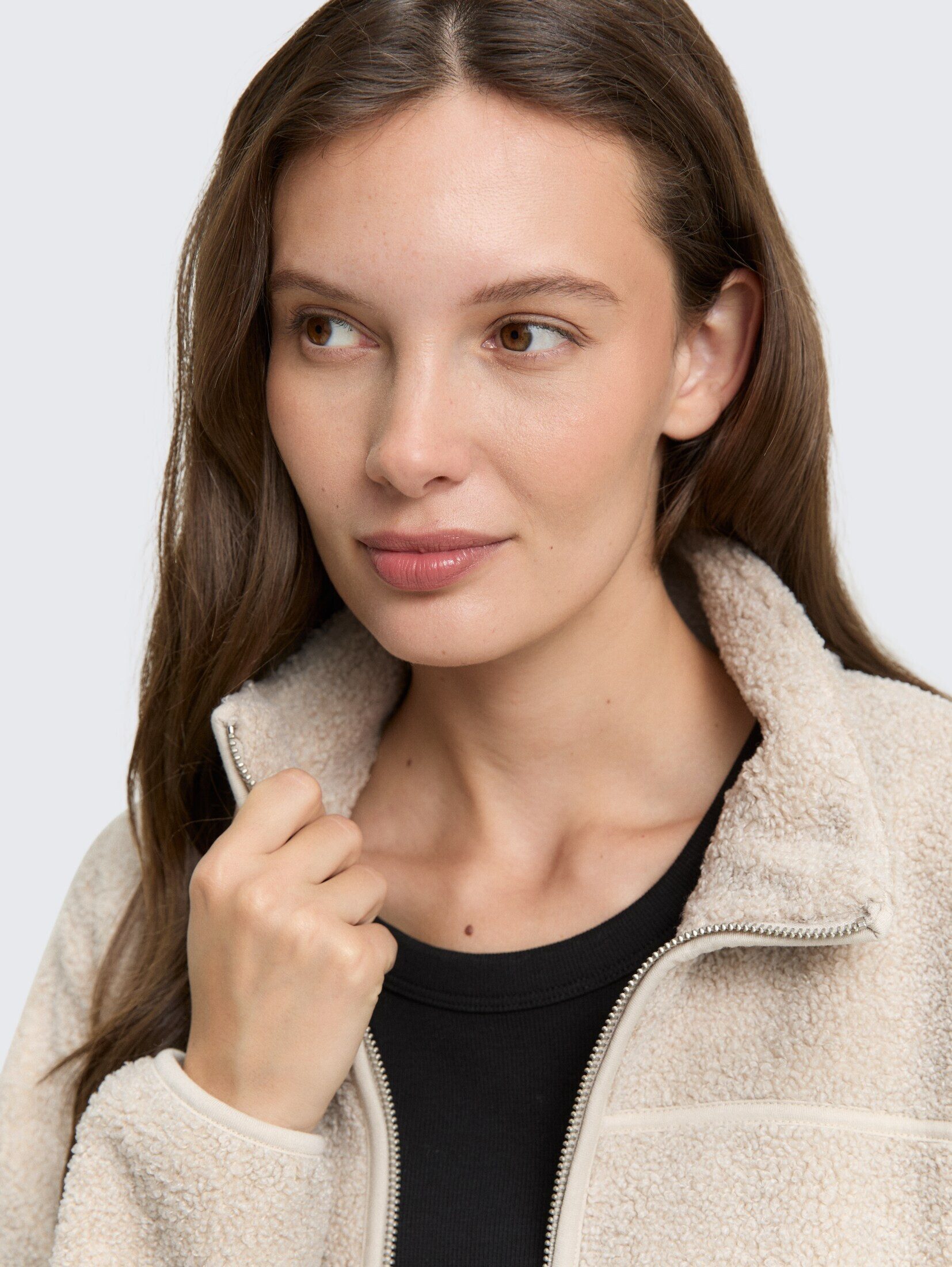 TOM TAILOR Sweatjacke Strick & Sweatshirts Teddy Sweatjacke mit Stehkragen