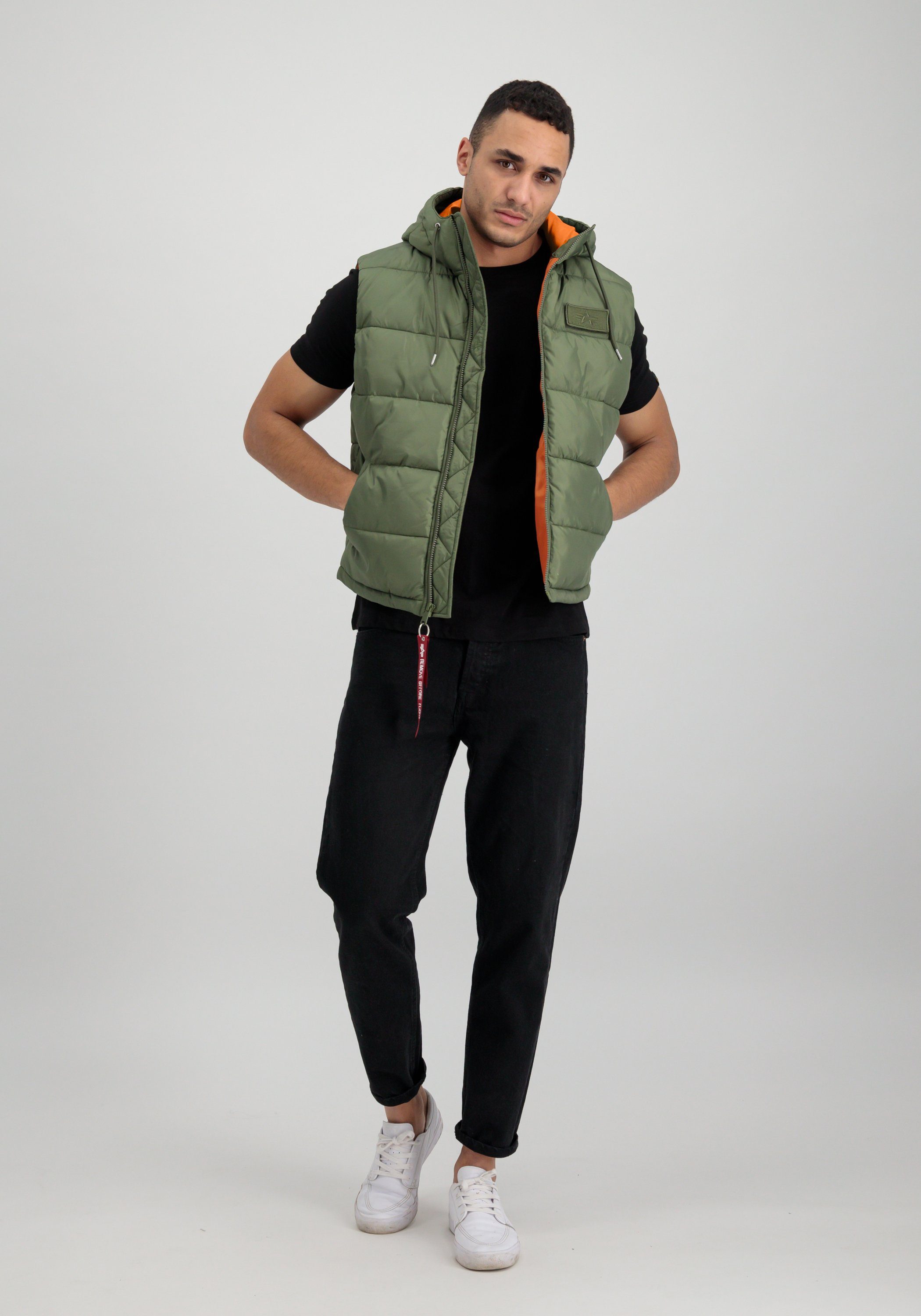 Men FD Alpha sage-green Vests Alpha Puffer Vest Industries Hooded Blouson - Industries