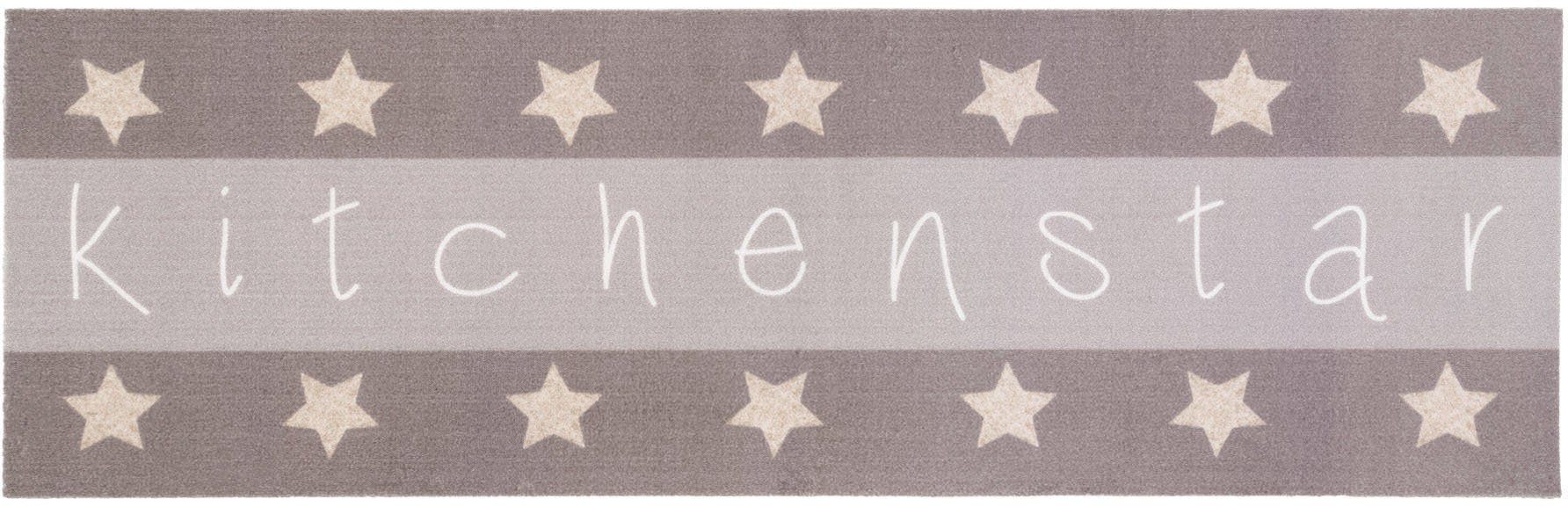 Primaflor-Ideen in Textil Küchenläufer KITCHEN STAR, Made in Belgium, rechteckig, Höhe: 5 mm, mit Schriftzug & Motiv Sterne, rutschhemmend, waschbar, Küche