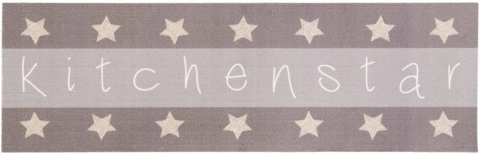 Küchenläufer KITCHEN STAR, Primaflor-Ideen in Textil, rechteckig, Höhe: 5 mm,  mit Schriftzug & Motiv Sterne, rutschhemmend, waschbar, Küche