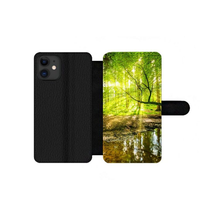 MuchoWow Handyhülle Wald - Landschaft - Wasser - Bäume - Sonne - Grün - Natur Handyhülle Telefonhülle Apple iPhone 12 Pro Max