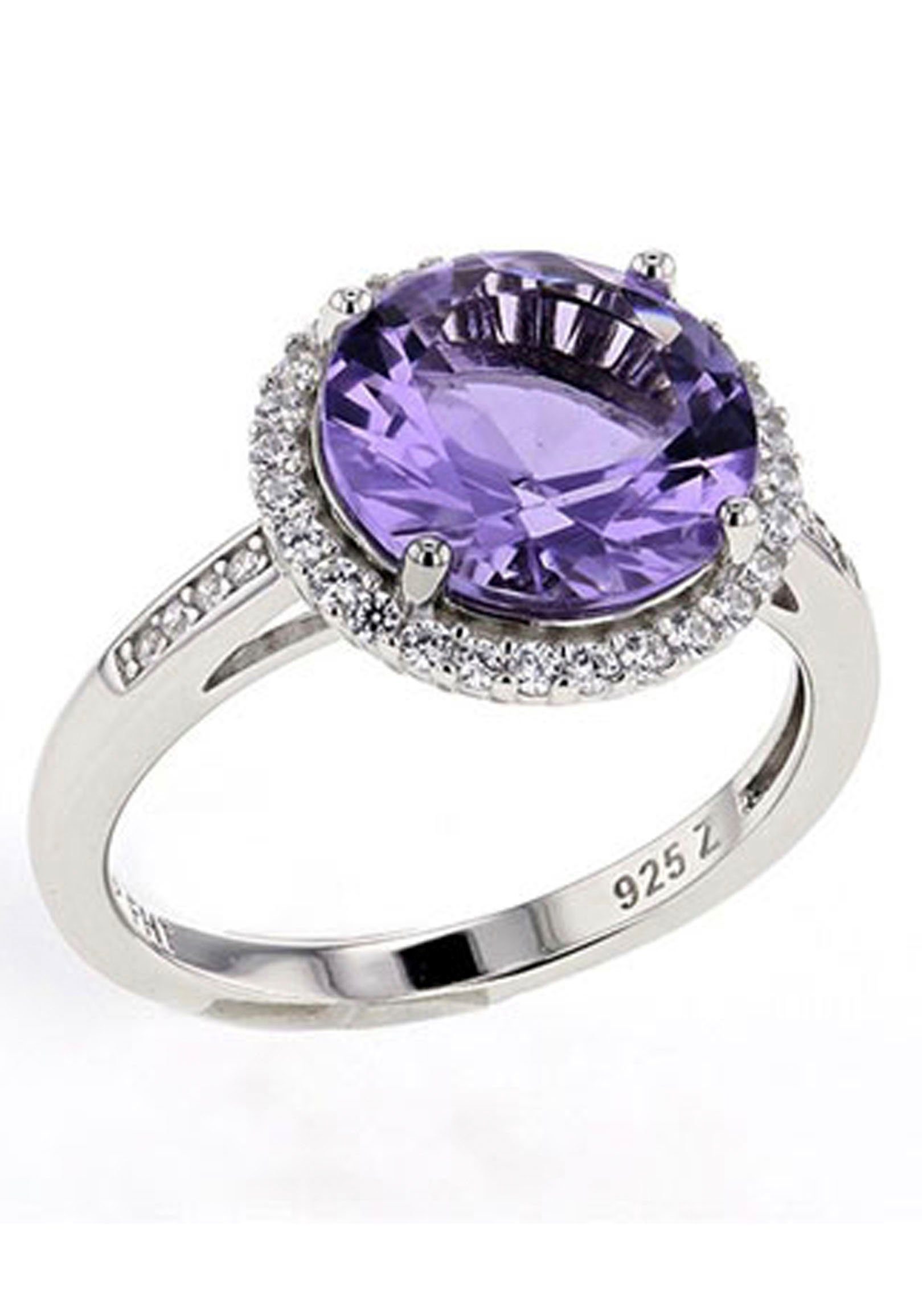 Firetti Fingerring Schmuck Geschenk Silber 925 Silberring Kreis rund, mit Glasstein, Zirkonia (synth)