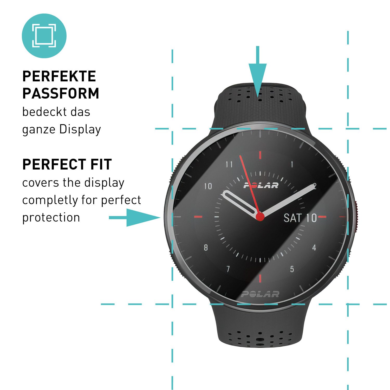smartect Displayschutzglas Schutzglas Panzerfolie Klar für Polar Pacer Pro, Set, 3 Stück, Schutzfolie Glasschutz Bildschirm