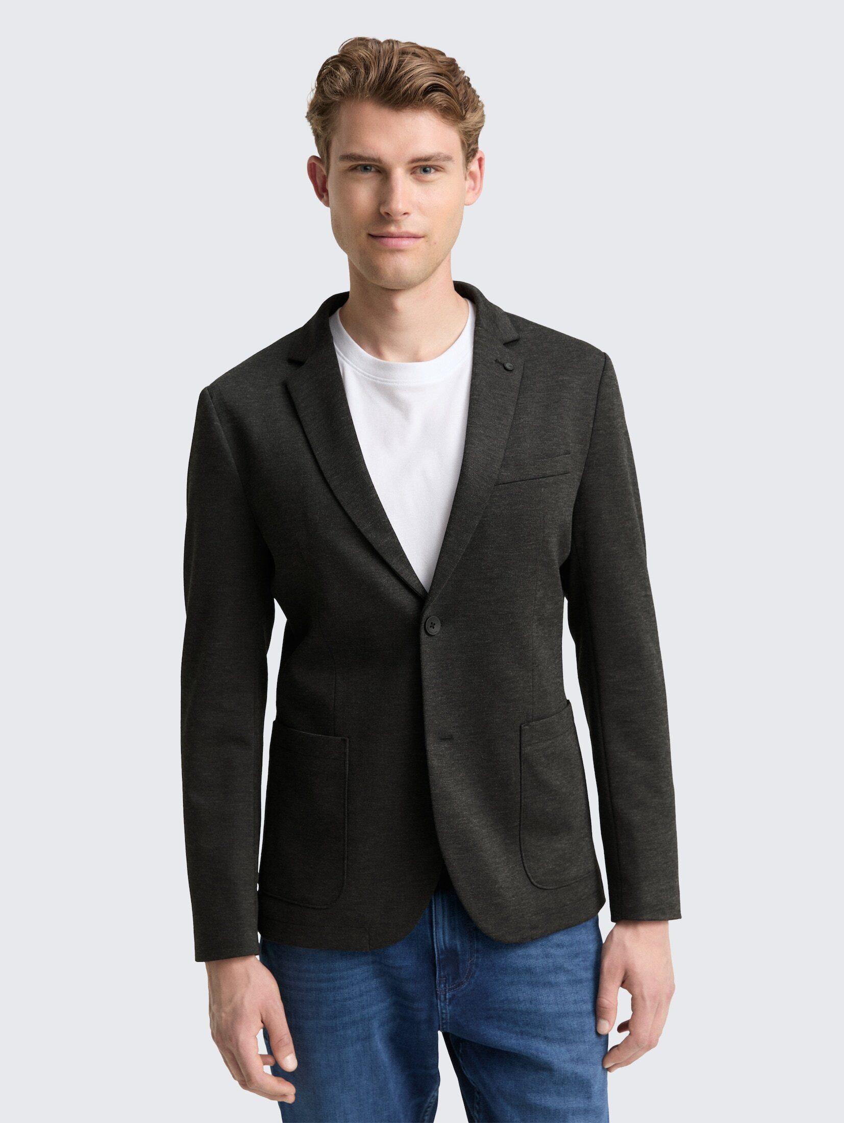 TOM TAILOR Sakko Blazer Regular Fit Piqué Sakko