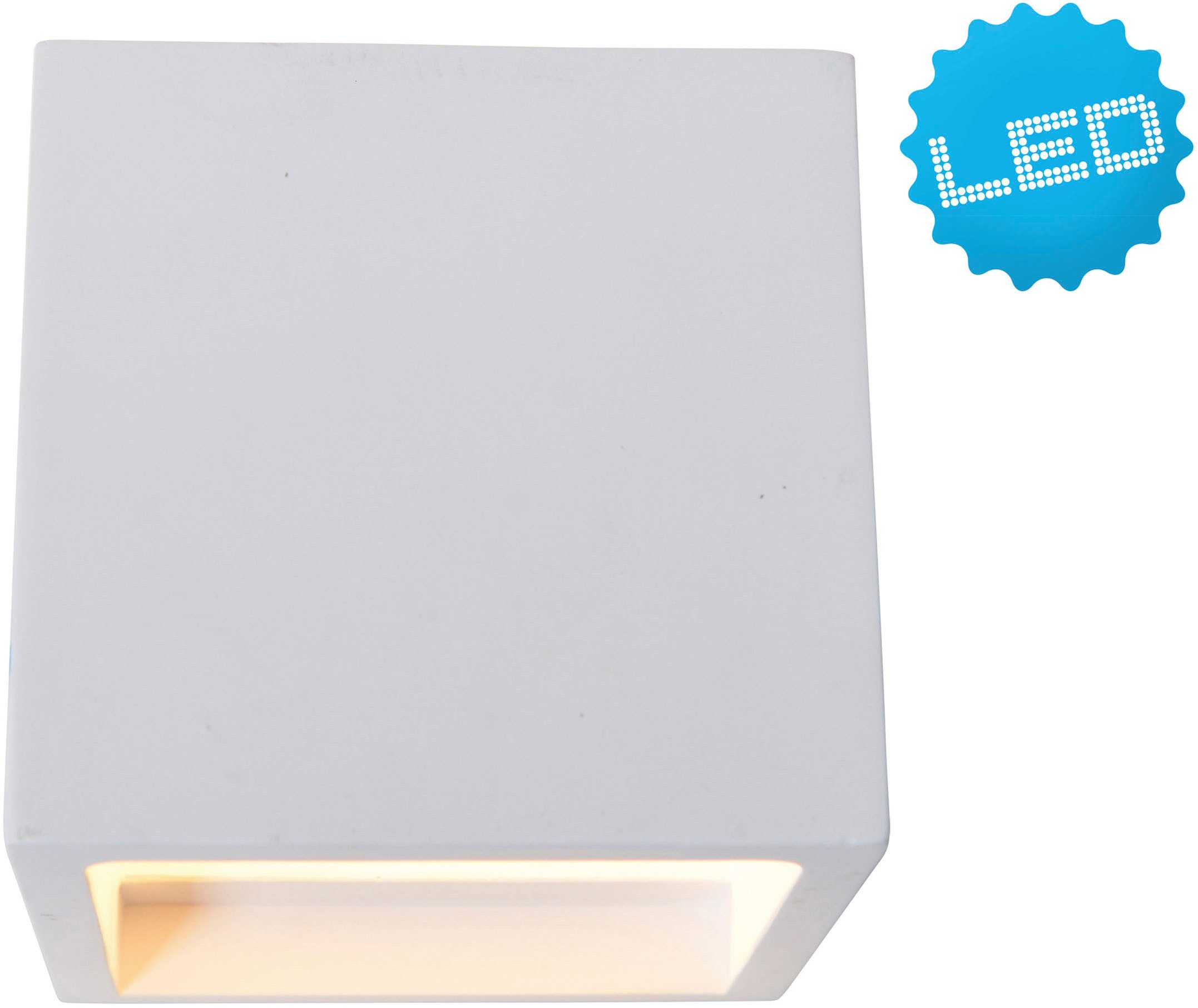 näve LED Wandleuchte Wanna, LED fest integriert, Warmweiß, incl. 2x 3W Cree xp LED, l: 11,5cm, b: 11,5cm, h: 11,5cm, Gips, weiß