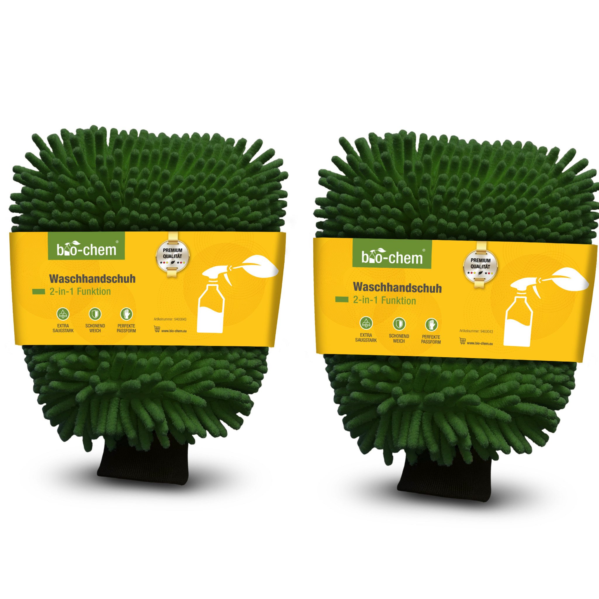 Waschhandschuh 2-in-1 Funktion grün Reinigungstücher