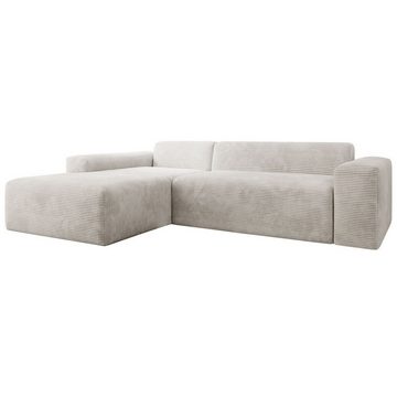 Juskys Ecksofa Vals, modern, L-Form, Stoff, bequem, samtig wie Cord, breiter Sitz