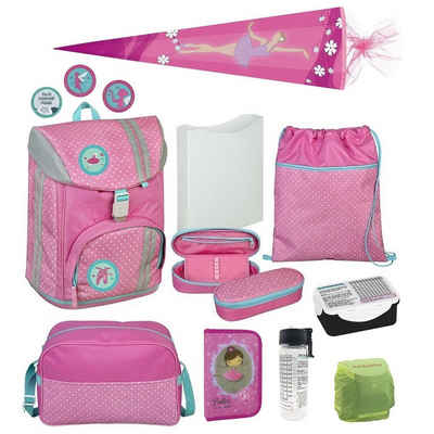 Scooli Schulranzen Flexmax (Set, inkl. Federmappe (ungefüllt), Motiv-Patches und Schultüte), Ballett Ballerina Schulrucksack Set ergonomisch leicht