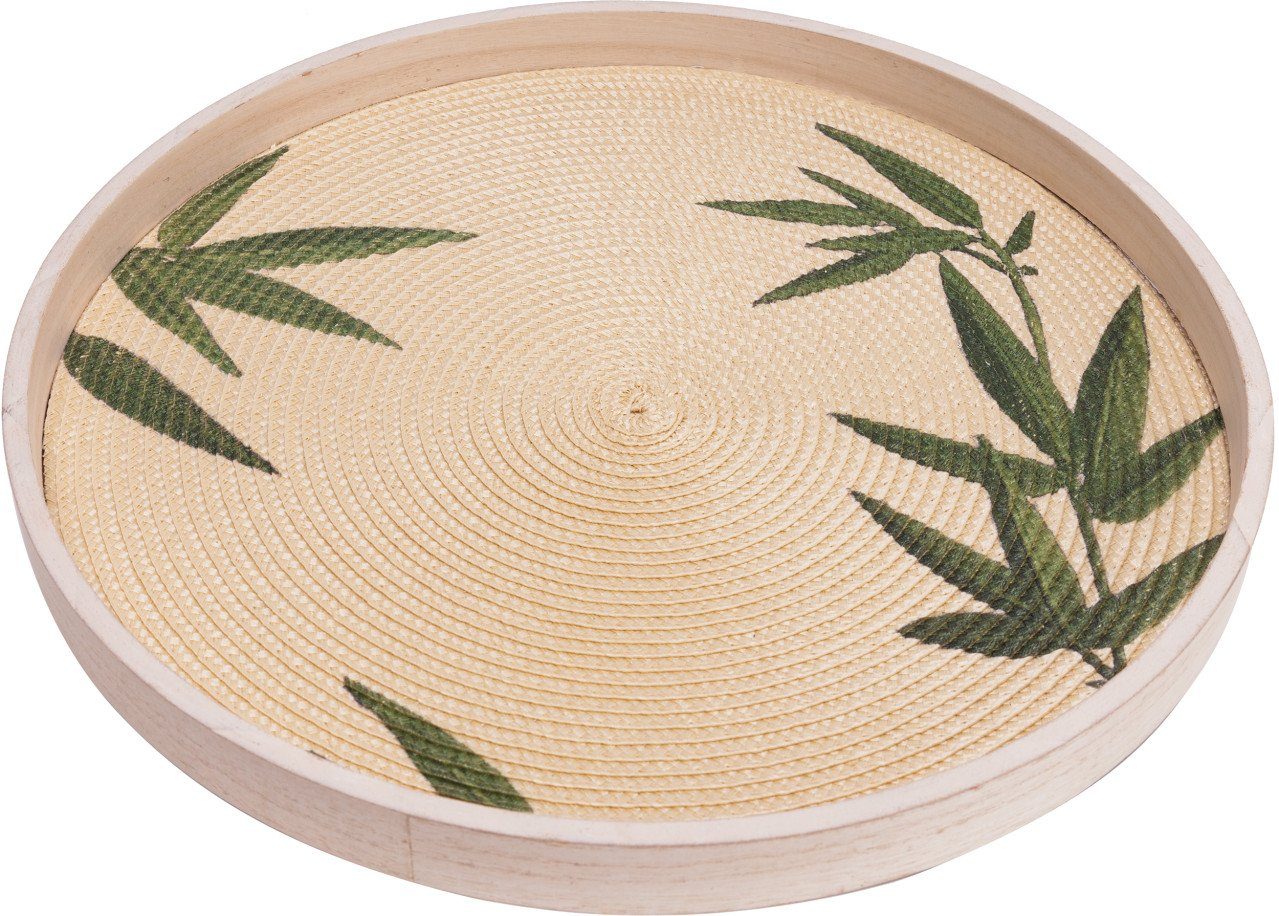Trend Line Dekotablett TrendLine Deko Tablett Holz Ø 38 cm natur grün