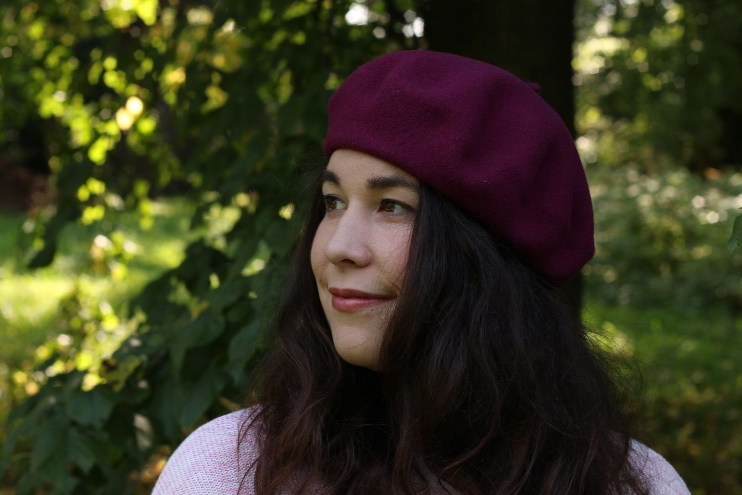 Breiter Baskenmütze meliert aus Wolle