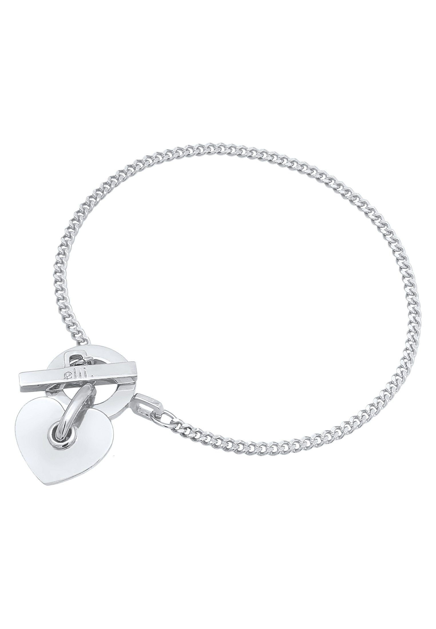 Elli Premium Herz Modern Armband T-Bon Herz rhodiniert, 925 Silber Verschluss