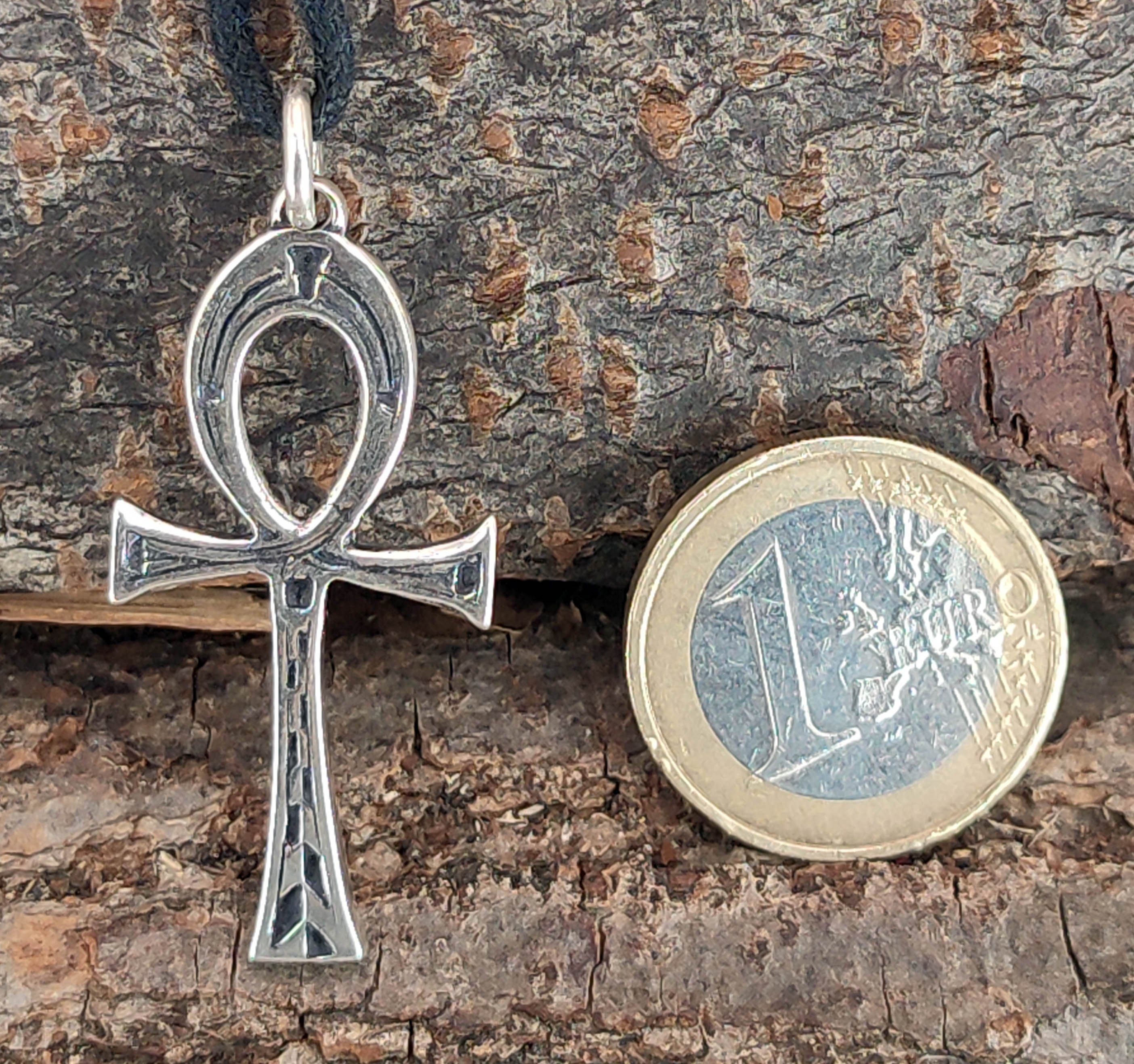 925 Leather of Ankh Kiss Henkelkreuz Sterling Silber Ägypten Kettenanhänger Lebenskraft Anch