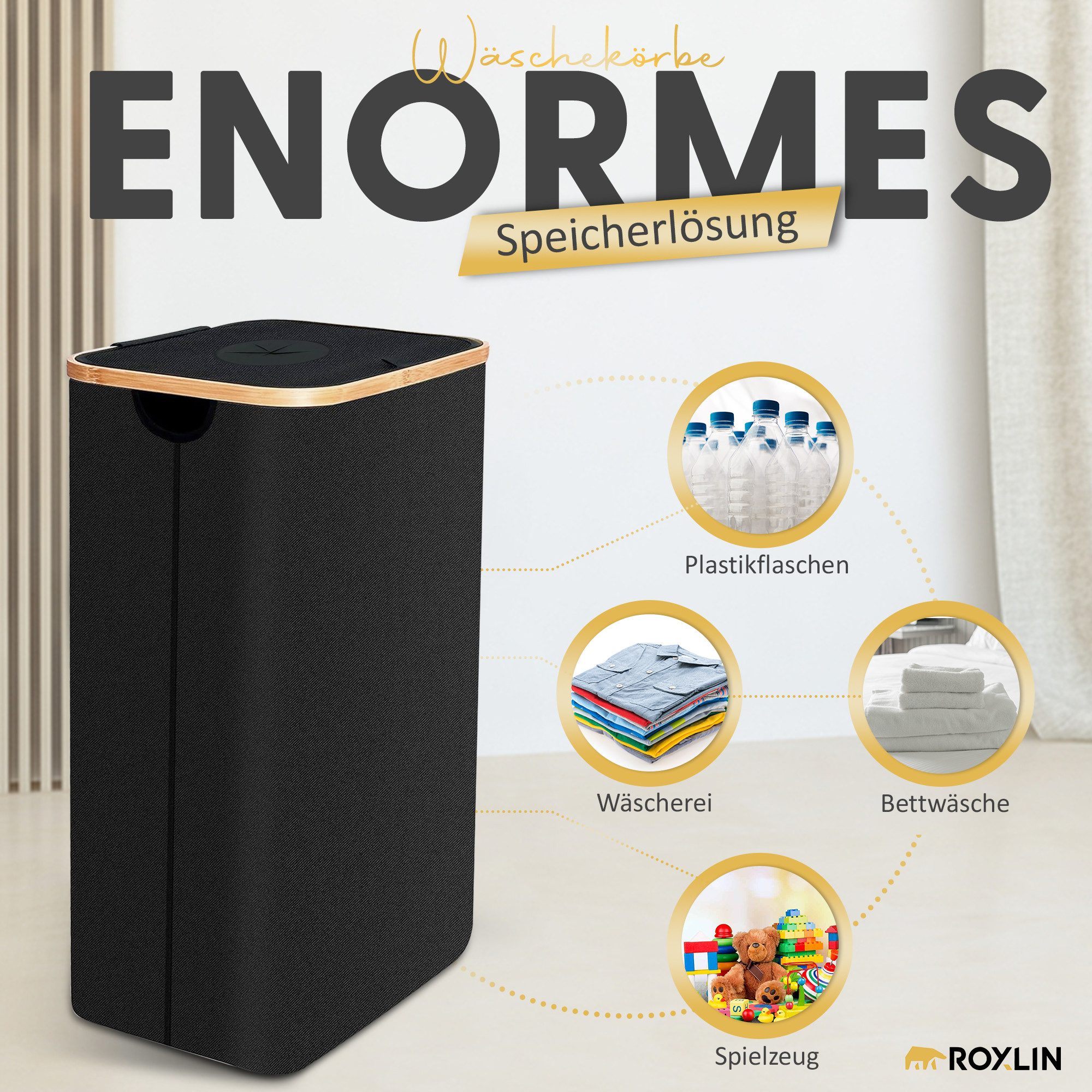 Roxlin Aufbewahrungskorb Pfandflaschen Sammelbehälter mit Deckel 100 Liter günstig online kaufen