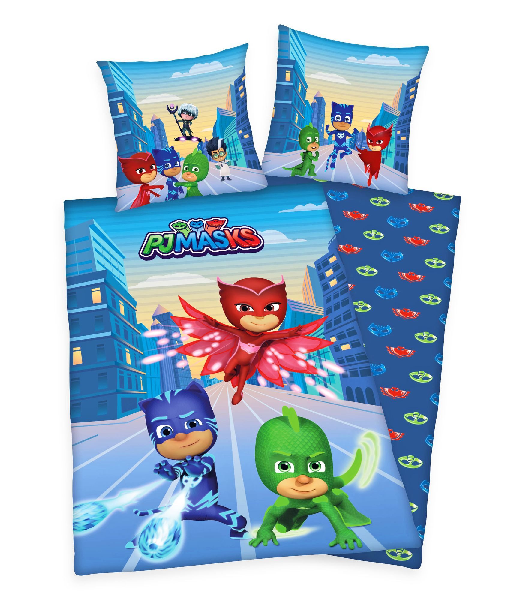 Herding Wendebettwäsche 135x200cm PJ Masks Pyjamahelden bunt, Renforcé, 2 teilig, Superhelden