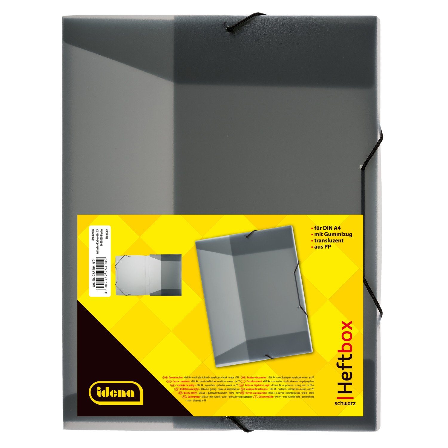 Idena Hefter Idena 225404 - Heftbox für DIN A4 mit Gummizug, aus PP, Füllhöhe 3,5