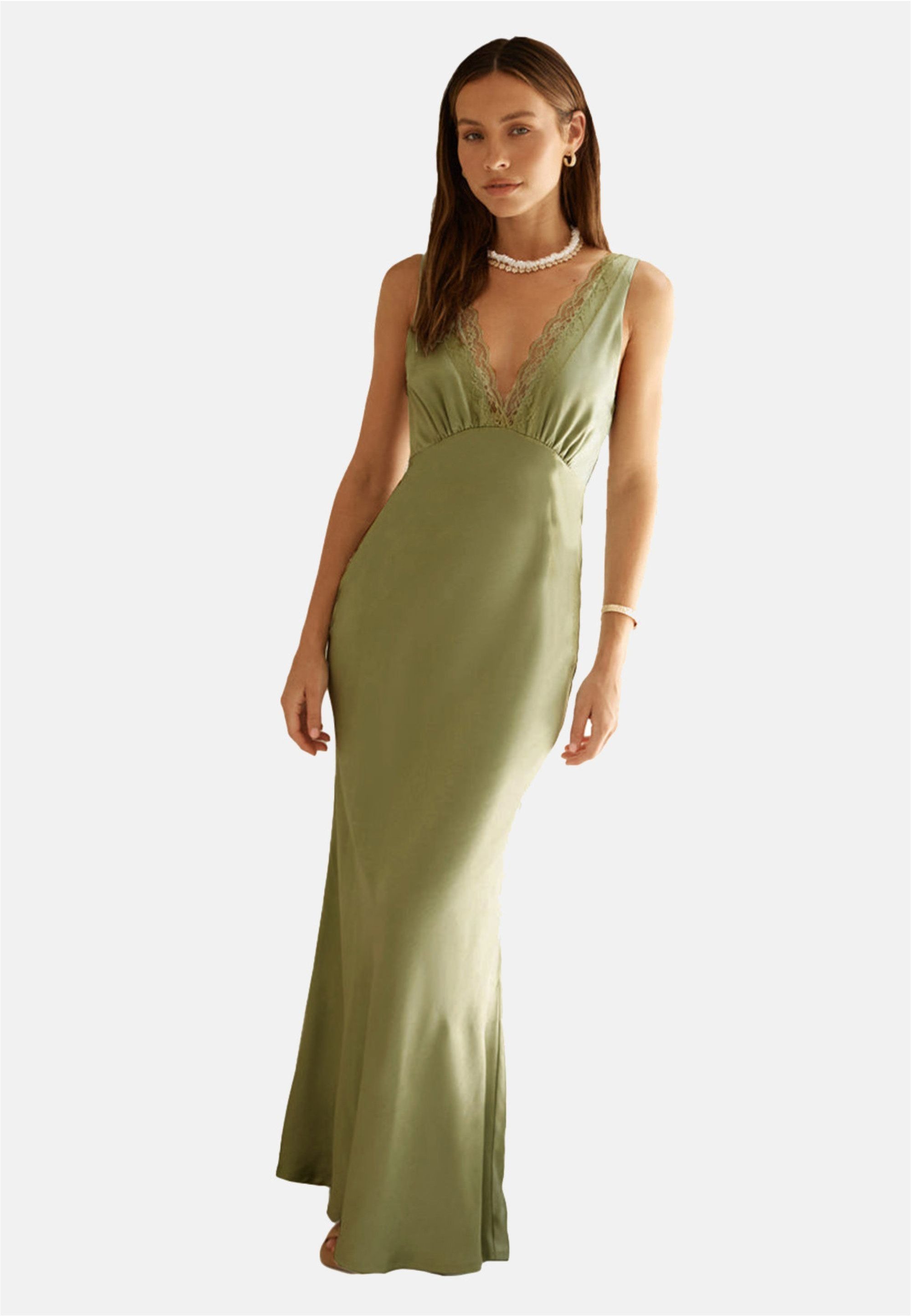 Moda Minx Jerseykleid Ella Long Dress mit wunderschönem Spitzenbesatz an den Trägern