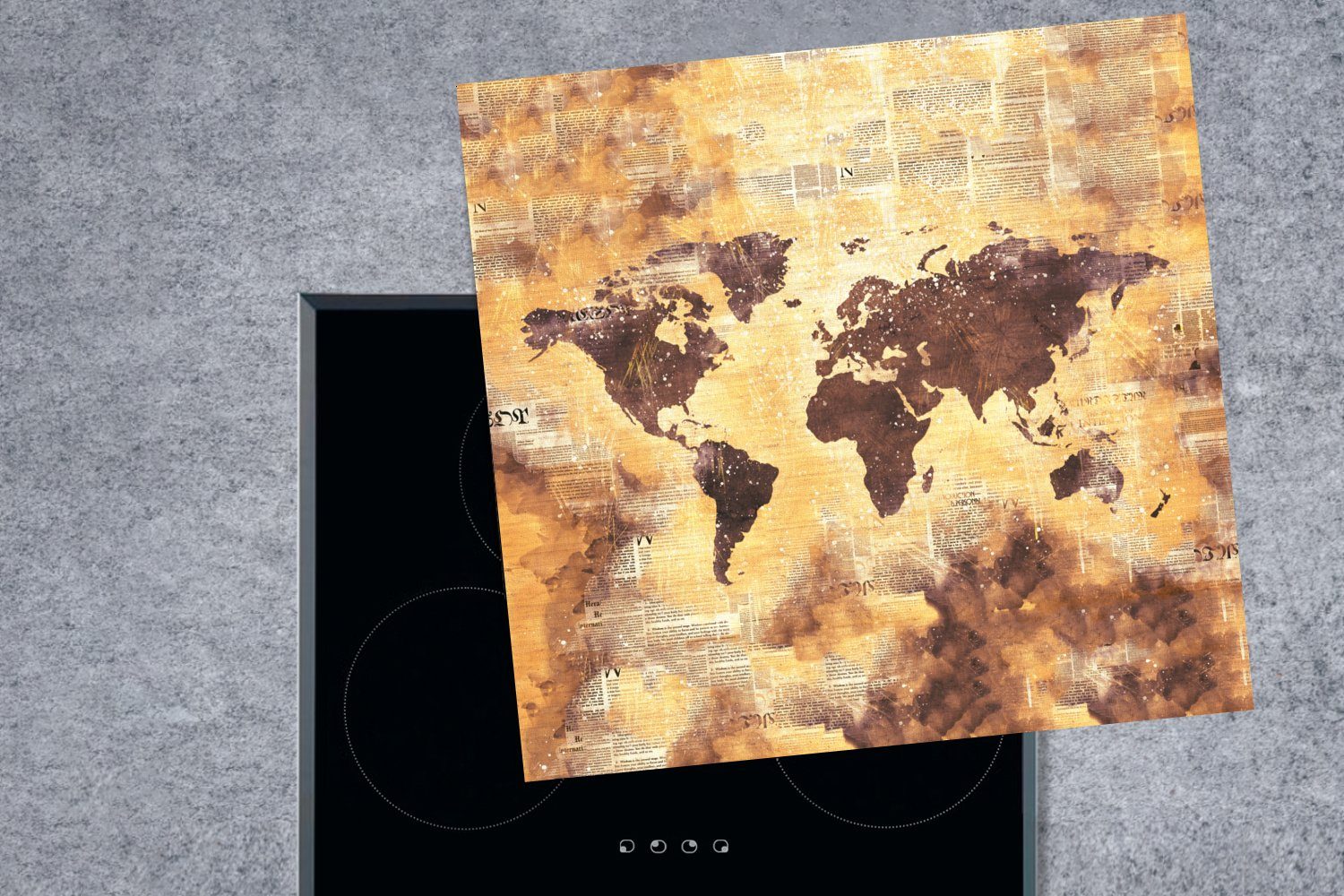 MuchoWow Herdblende-/Abdeckplatte Weltkarte Ceranfeldabdeckung, cm, küche - - Punkte (1 tlg), 78x78 Farben, für Vinyl, Arbeitsplatte