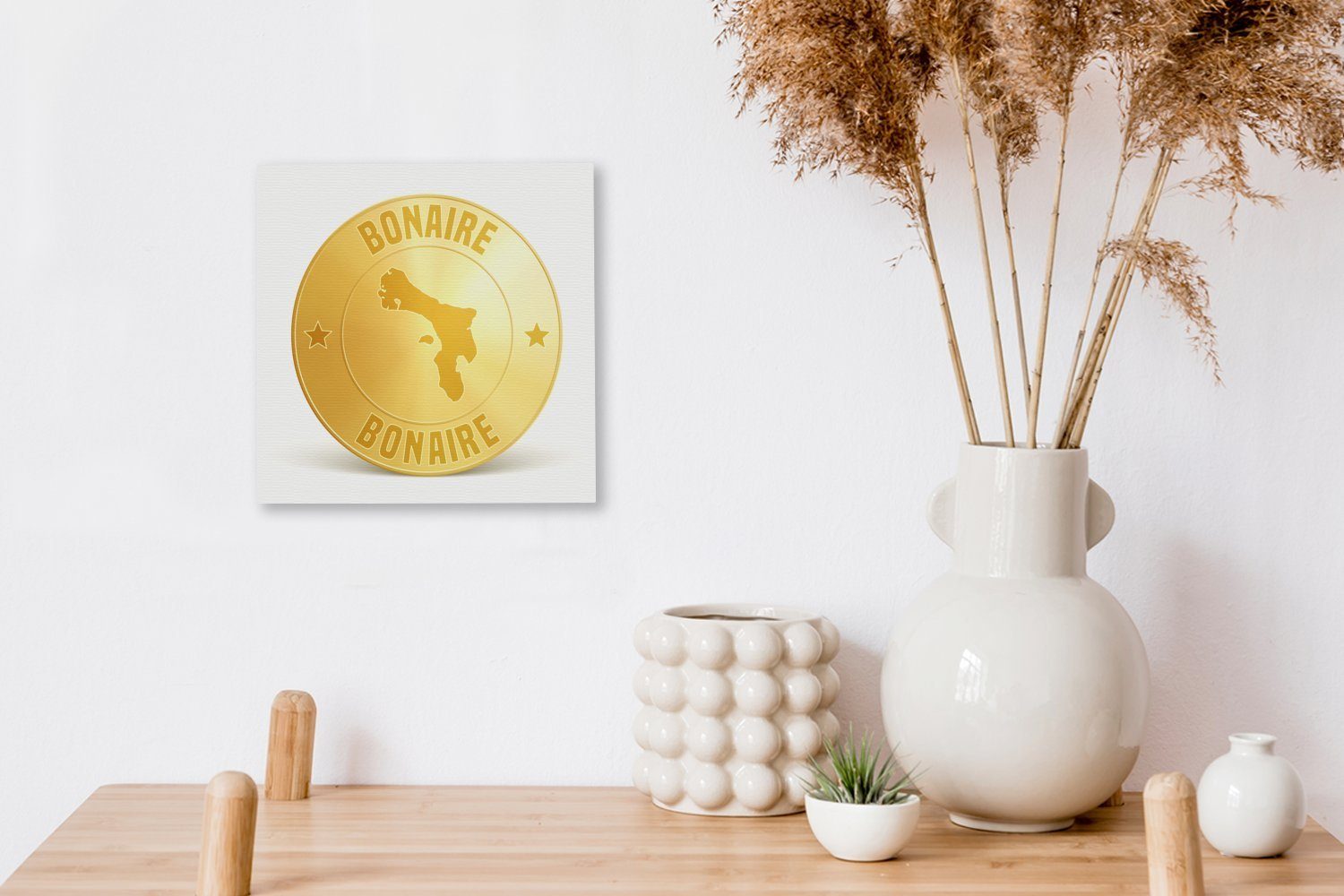 OneMillionCanvasses® Leinwandbild Goldmünze Wohnzimmer Aufschrift (1 einer der Schlafzimmer St), Bonaire, Abbildung für Bilder mit Leinwand