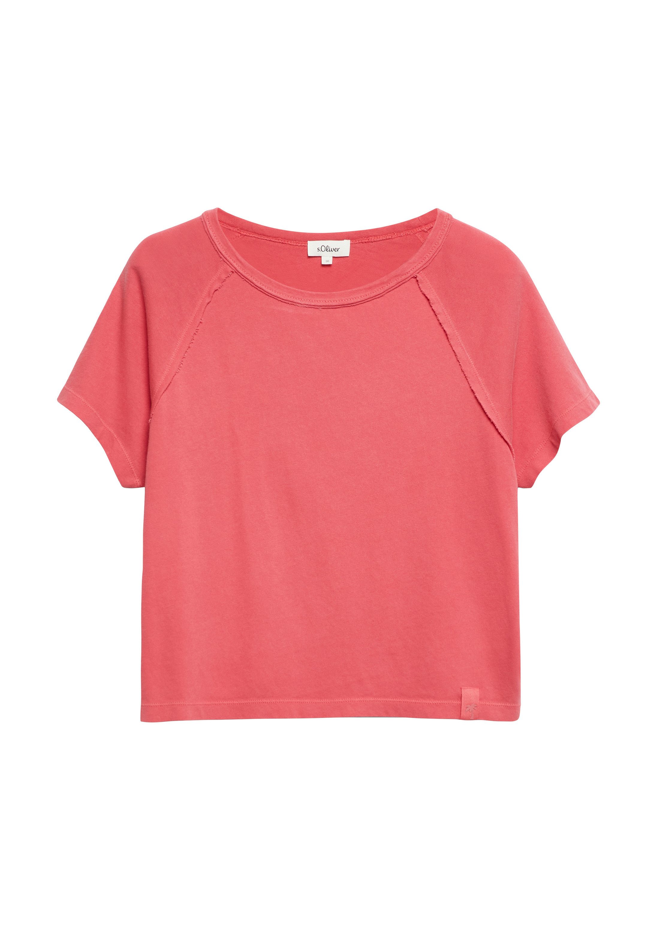 s.Oliver Kurzarmshirt T-Shirt T-Shirt mit Garment Dye und offenen Kanten