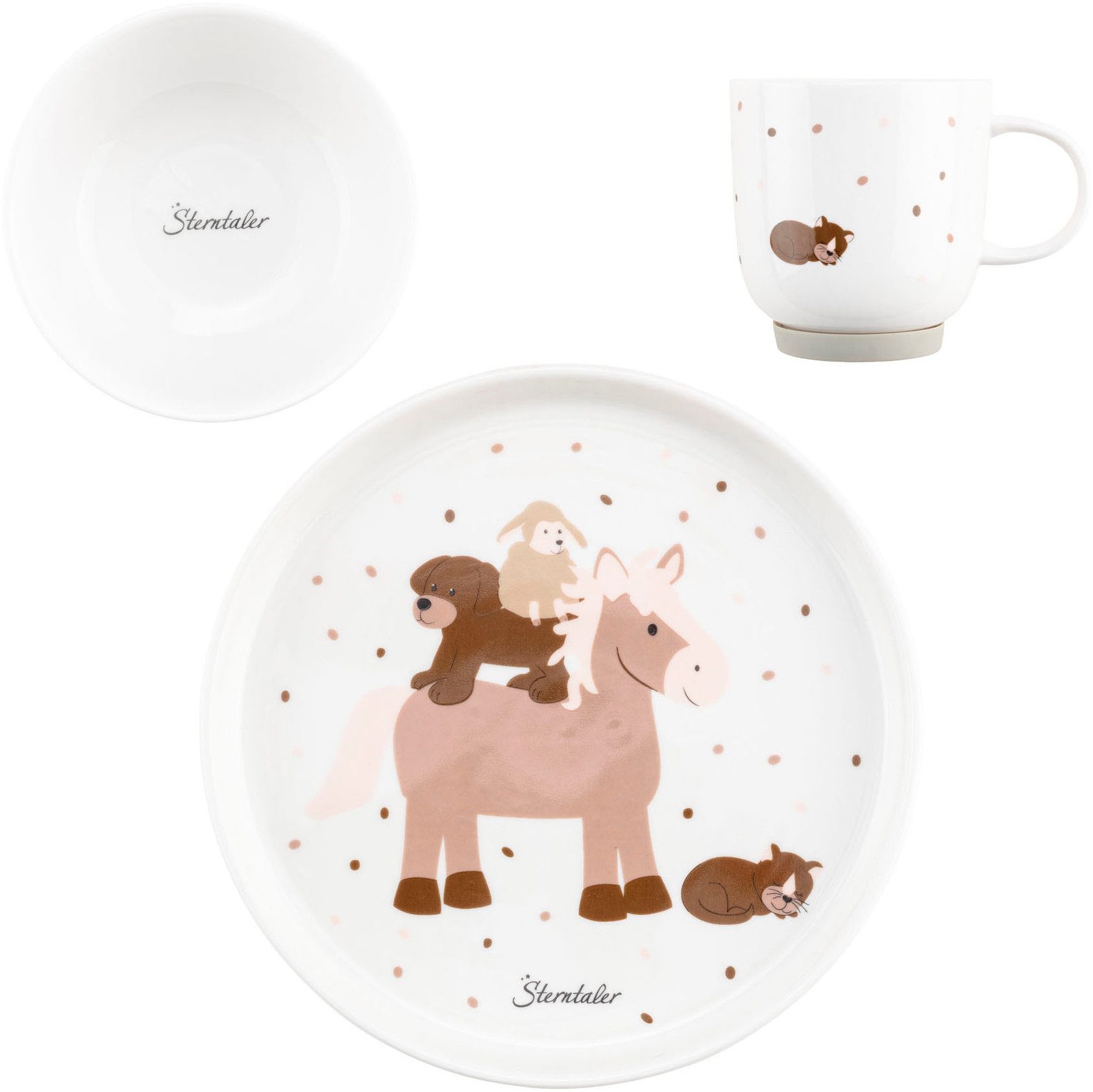 Sterntaler® Kindergeschirr-Set Bauernhof (3-tlg), Porzellan