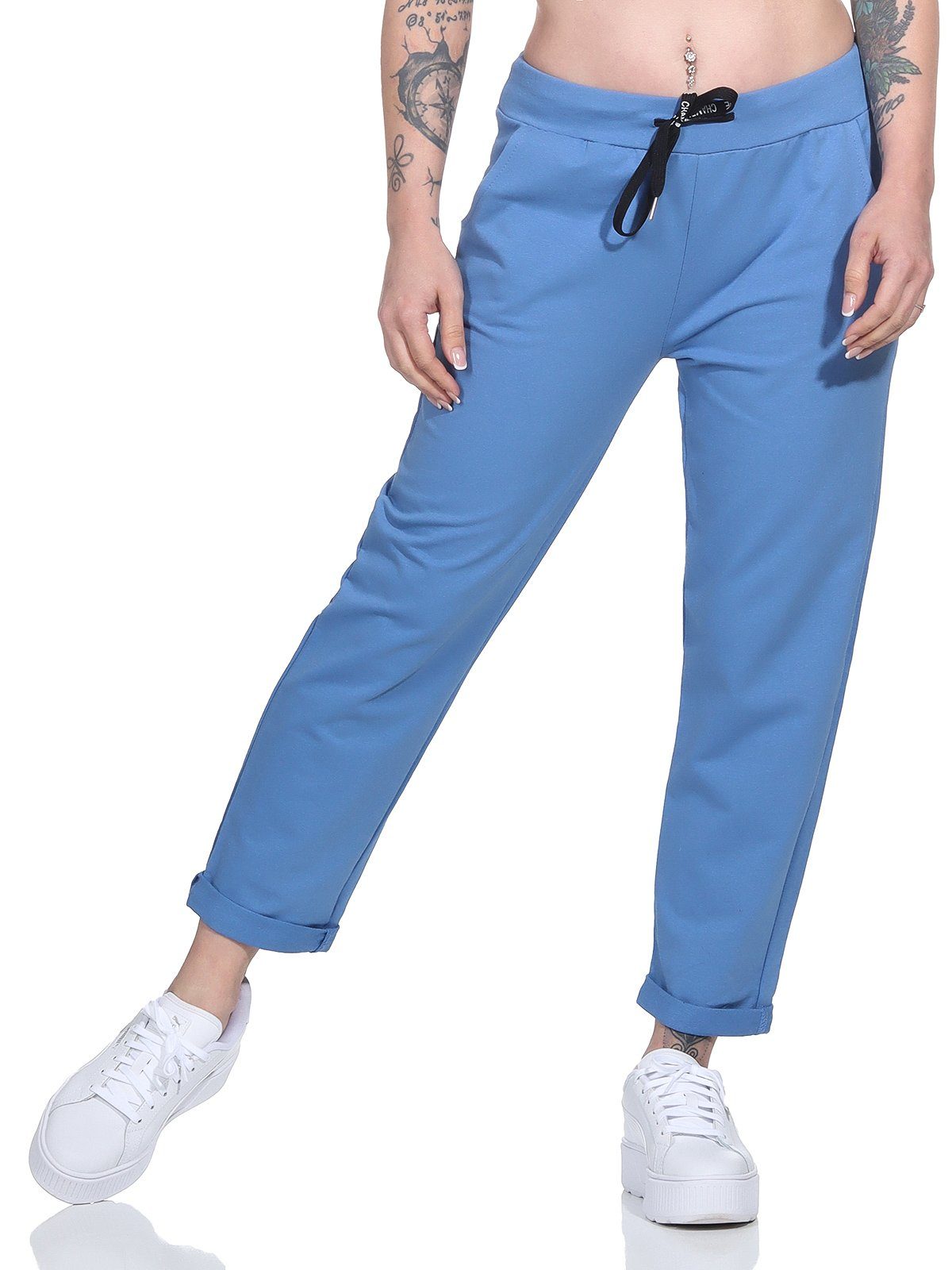 Aurela Damenmode Sweatpants Klassische Damen Jogginghose bequeme Haushose mit Schnürung leichte Jersey Qualität, mit Gummizug & Schnürung