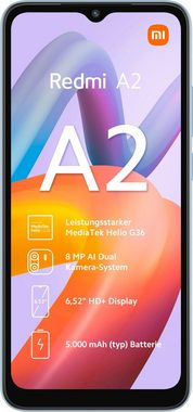 Xiaomi Redmi A2 2GB+32GB Smartphone (16,6 cm/6,52 Zoll, 32 GB Speicherplatz, 8 MP Kamera)