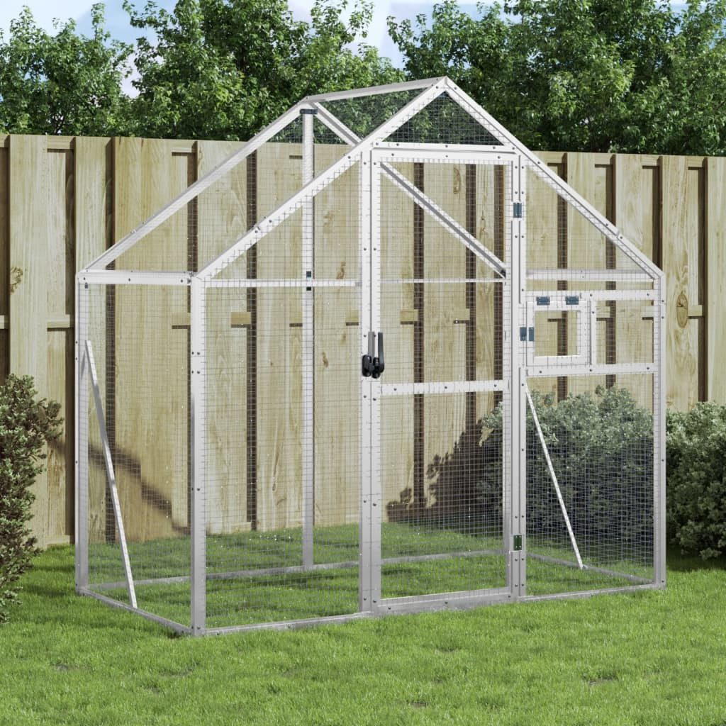 vidaXL Voliere 179 x 1 x 185 m Voliere Silbern 179x100x185 cm Aluminium