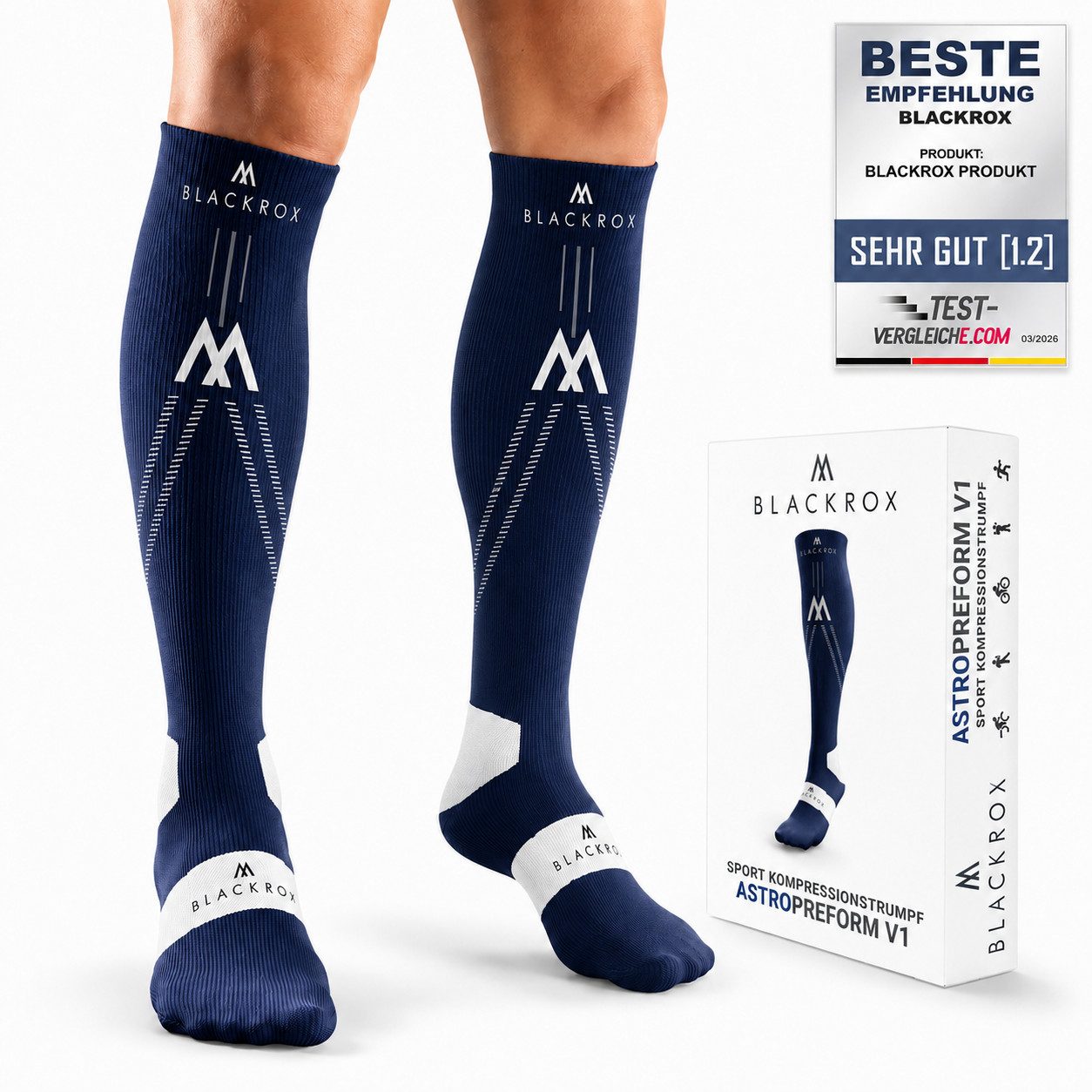 BLACKROX Kompressionsstrümpfe [Vergleichssieger 2026] Astropreform V1, Gr. S-XXL, Damen und Herren