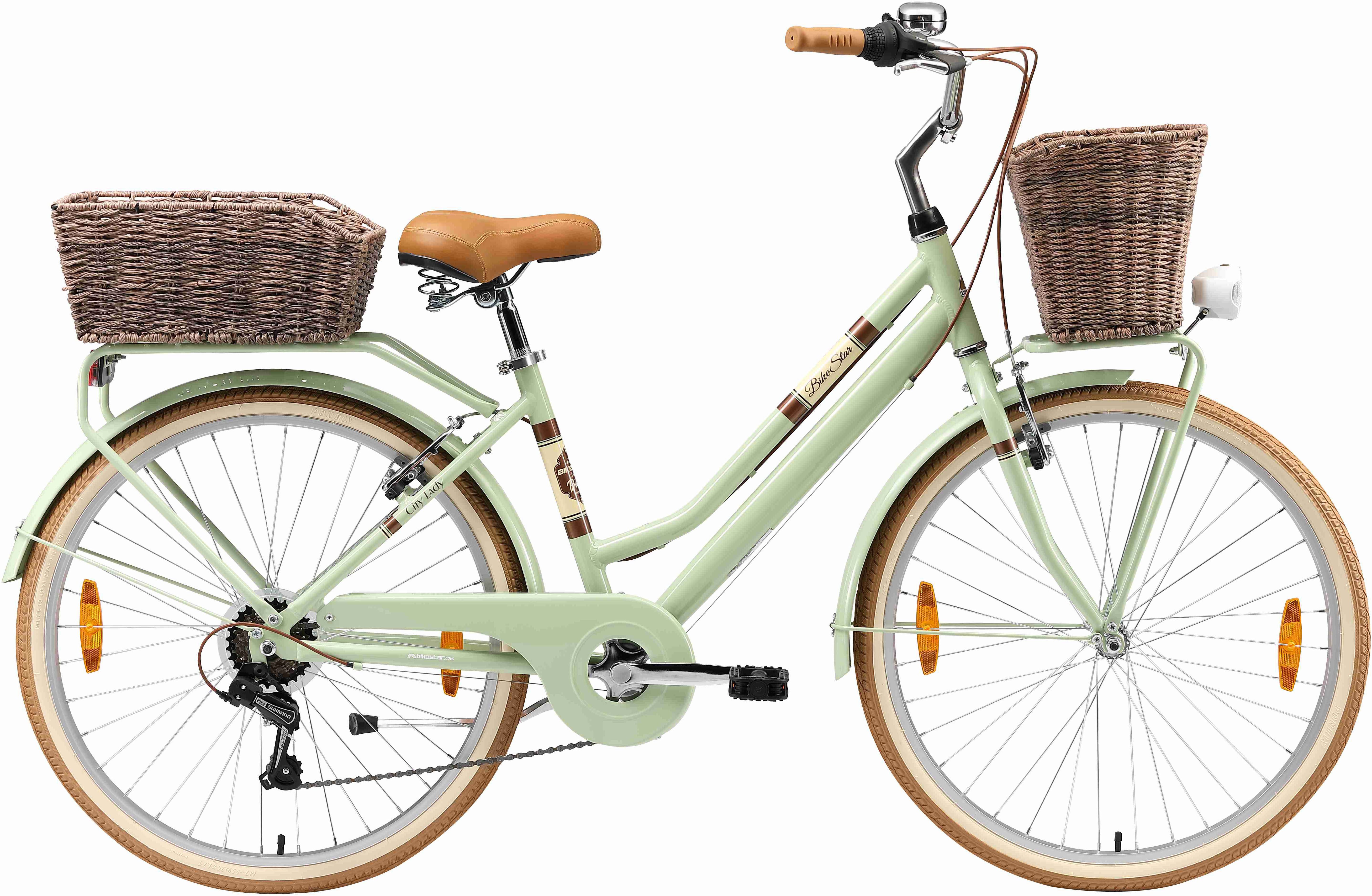 Bikestar Cityrad, 7 Gang Shimano RD-TY21 Schaltwerk, Kettenschaltung, für Damen, Kettenschaltung