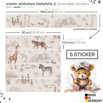 WANDKIND Wandtattoo Aufkleber für IKEA KURA Kinderbett Safaritiere (Ohne Möbel) IKB502, wieder ablösbar